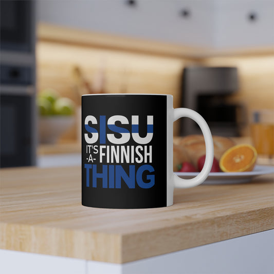 Sisu: It’s a Finnish Thing" – Black Mug, 11oz